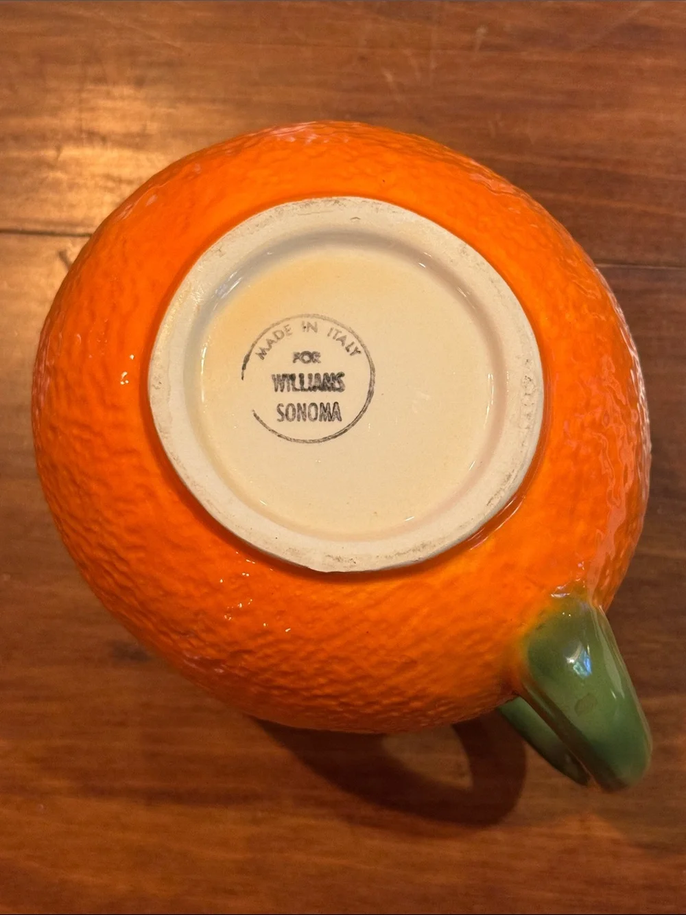 Williams Sonoma Orange Pitcher Vintage Made in Italy Beverage Leaves Cottagecore
